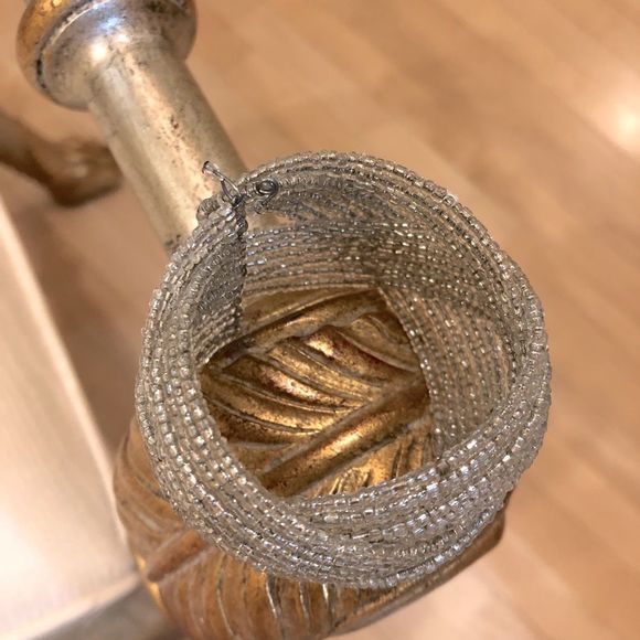 Silver Seed Bead Cuff Bracelet - Picture 5 of 13